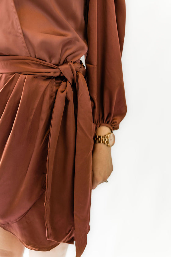 Bronze Wrap Dress – Sunday Cut